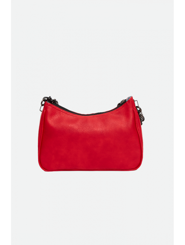 ELENA ATHANASIOU Retro Chain Vintage Baguette Red Κόκκινη γυναικεία τσάντα ώμου