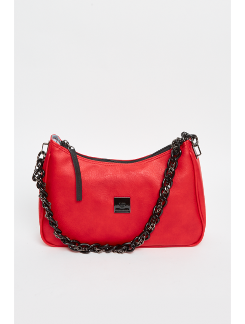 ELENA ATHANASIOU Retro Chain Vintage Baguette Red Κόκκινη γυναικεία τσάντα ώμου ELENA ATHANASIOU Retro Chain Vintage Baguette Red Κόκκινη γυναικεία τσάντα ώμου
