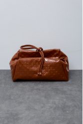 ELENA ATHANASIOU Retro Lunchbag Vinyl Cognac Καφέ λουστρίνι τσάντα χειρός