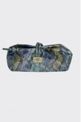 ELENA ATHANASIOU Shiny Snake Pattern Lunchbag Lime Blue Λάιμ Μπλε τσαντάκι χειρός