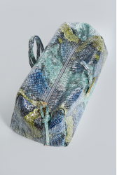 ELENA ATHANASIOU Shiny Snake Pattern Lunchbag Lime Blue Λάιμ Μπλε τσαντάκι χειρός