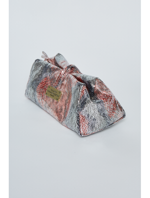 ELENA ATHANASIOU Shiny Snake Pattern Lunchbag Pink