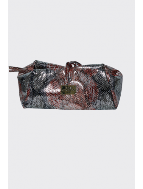ELENA ATHANASIOU Shiny Snake Pattern Lunchbag Pink
