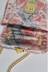 ELENA ATHANASIOU Shiny Snake Pattern Mini Bag Pink Ροζ Γυναικείο Τσαντάκι Ώμου