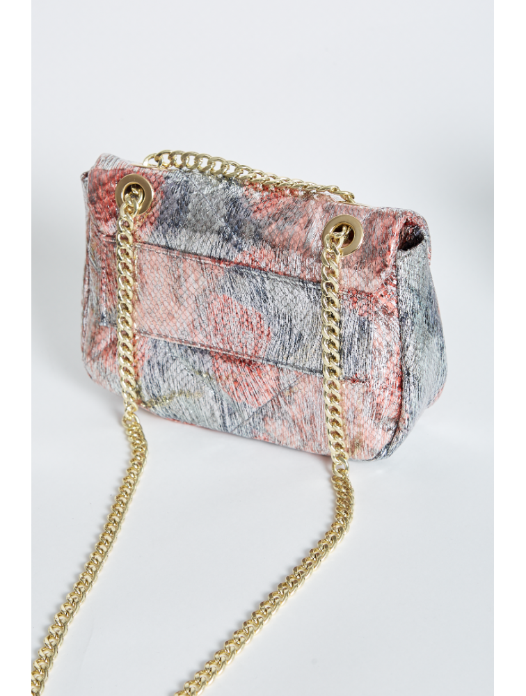 ELENA ATHANASIOU Shiny Snake Pattern Mini Bag Pink Ροζ Γυναικείο Τσαντάκι Ώμου