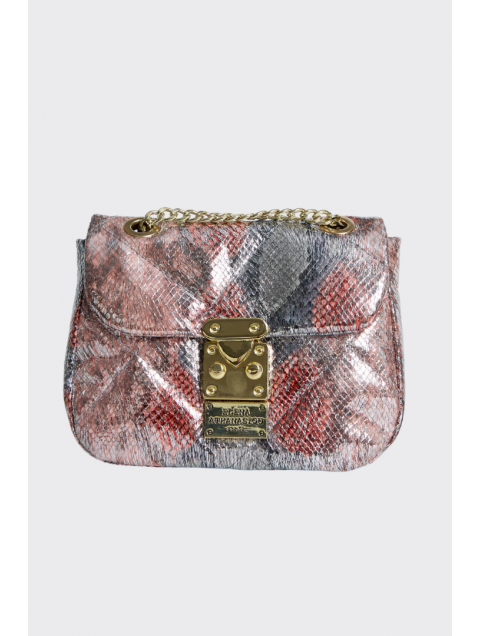 ELENA ATHANASIOU Shiny Snake Pattern Mini Bag Pink