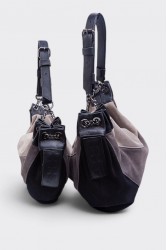 ELENA ATHANASIOU Triple Moon Bag Suede Black Μαύρη Σουέντ Τσάντα Ώμου