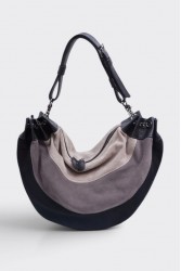 ELENA ATHANASIOU Triple Moon Bag Suede Black Μαύρη Σουέντ Τσάντα Ώμου