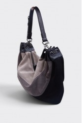 ELENA ATHANASIOU Triple Moon Bag Suede Black Μαύρη Σουέντ Τσάντα Ώμου