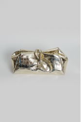 ELENA ATHANASIOU Croco Lunchbag Gold Χρυσή Κροκό Τσάντα Χειρός