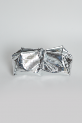 ELENA ATHANASIOU Croco Lunchbag Silver Ασημί Κροκό Τσάντα Χειρός