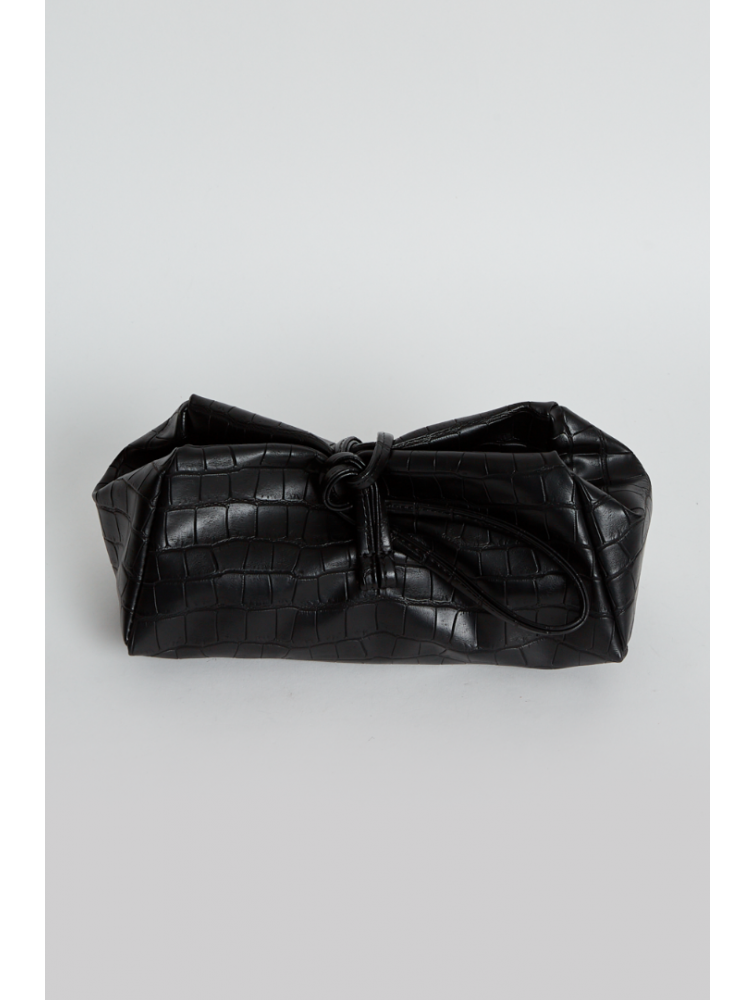 ELENA ATHANASIOU Croco Lunchbag Black