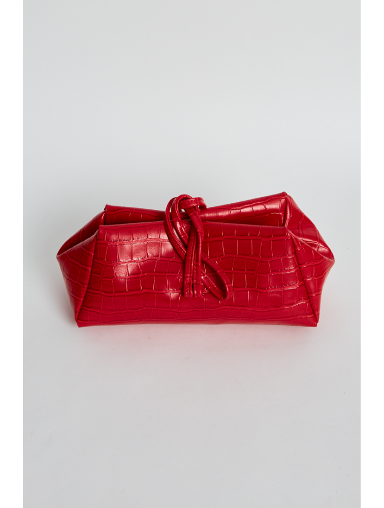 ELENA ATHANASIOU Croco Lunchbag Red Κόκκινη Κροκό Τσάντα Χειρός