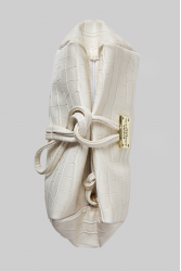 ELENA ATHANASIOU Croco Lunchbag White Λευκή Κροκό Τσάντα Χειρός