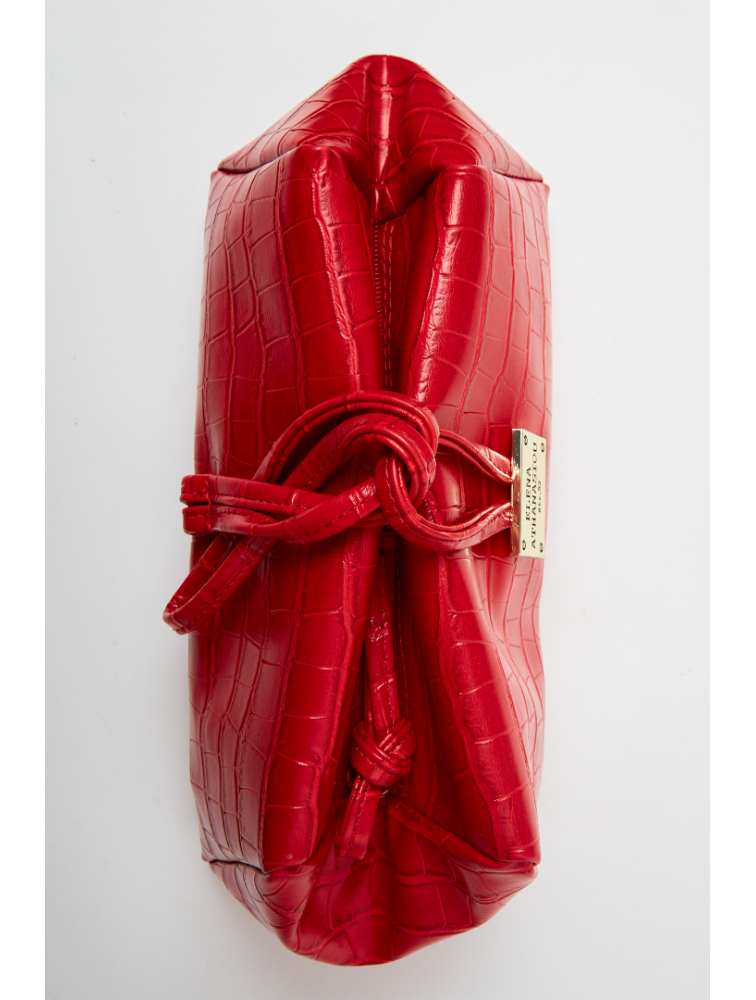 ELENA ATHANASIOU Croco Lunchbag Red Κόκκινη Κροκό Τσάντα Χειρός
