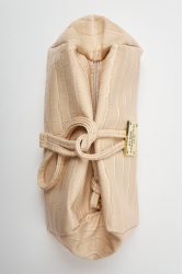 ELENA ATHANASIOU Croco Lunchbag Creme Κρεμ Κροκό Τσάντα Χειρός