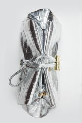 ELENA ATHANASIOU Croco Lunchbag Silver Ασημί Κροκό Τσάντα Χειρός