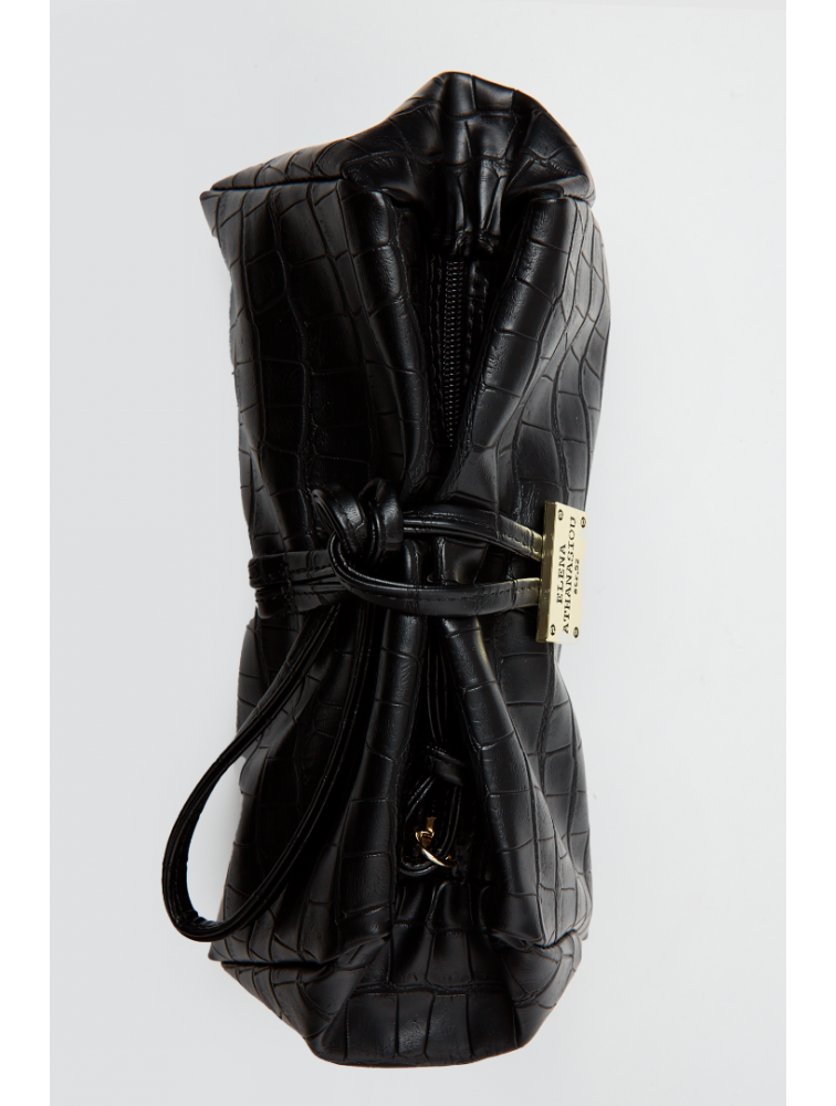 ELENA ATHANASIOU Croco Lunchbag Black