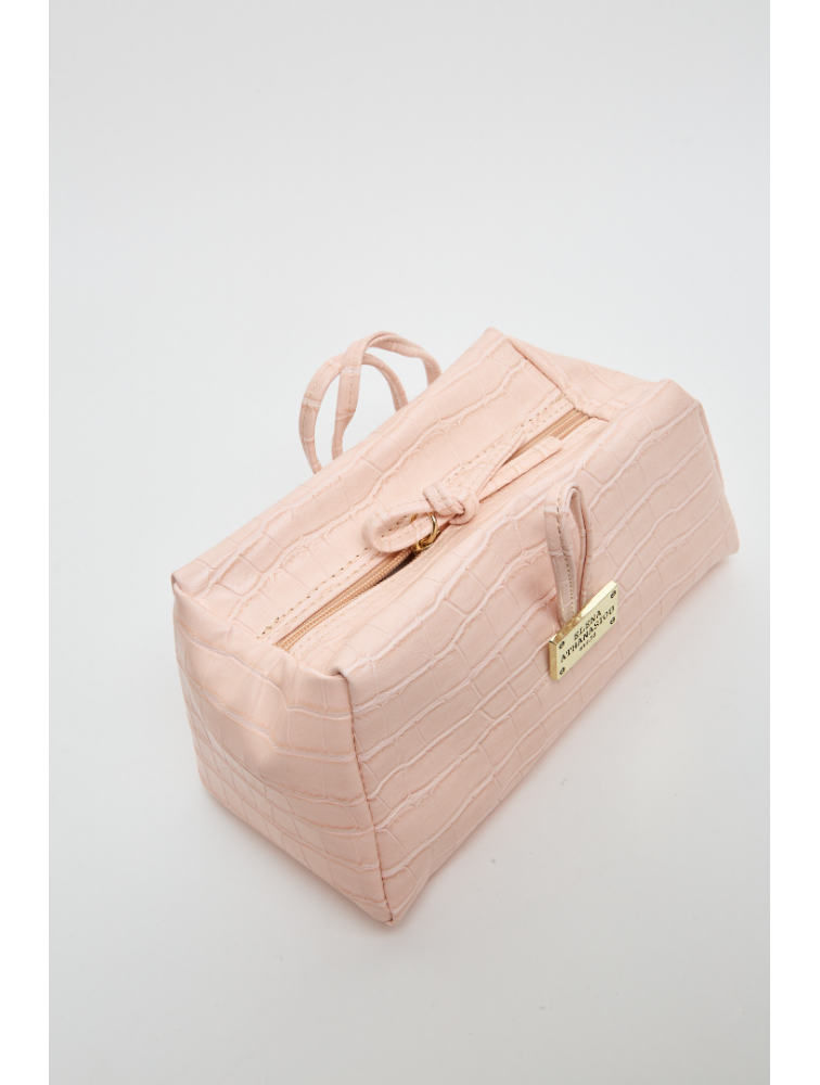 ELENA ATHANASIOU Croco Lunchbag Pink Ροζ Κροκό Τσάντα Χειρός