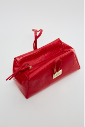 ELENA ATHANASIOU Croco Lunchbag Red Κόκκινη Κροκό Τσάντα Χειρός