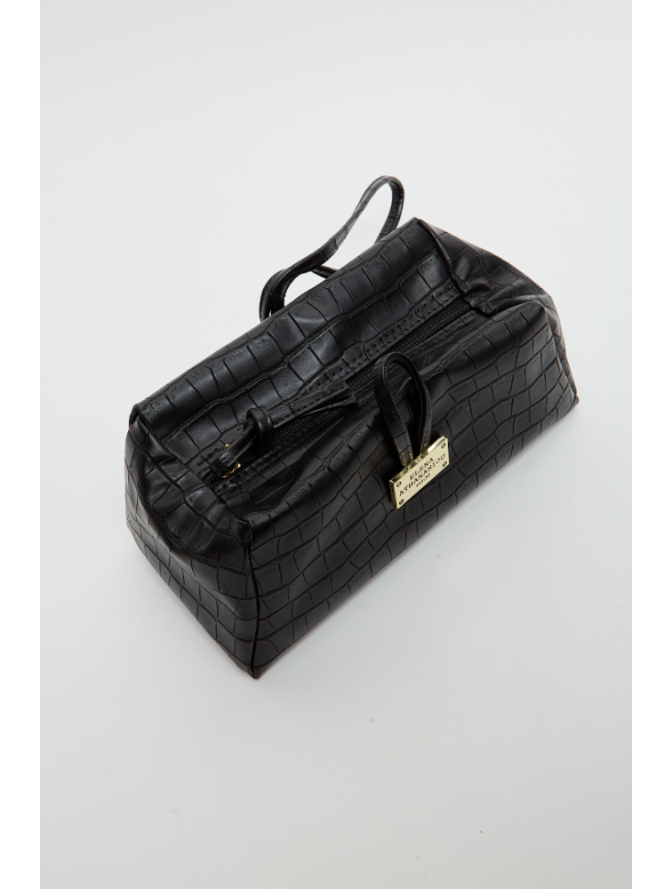 ELENA ATHANASIOU Croco Lunchbag Black