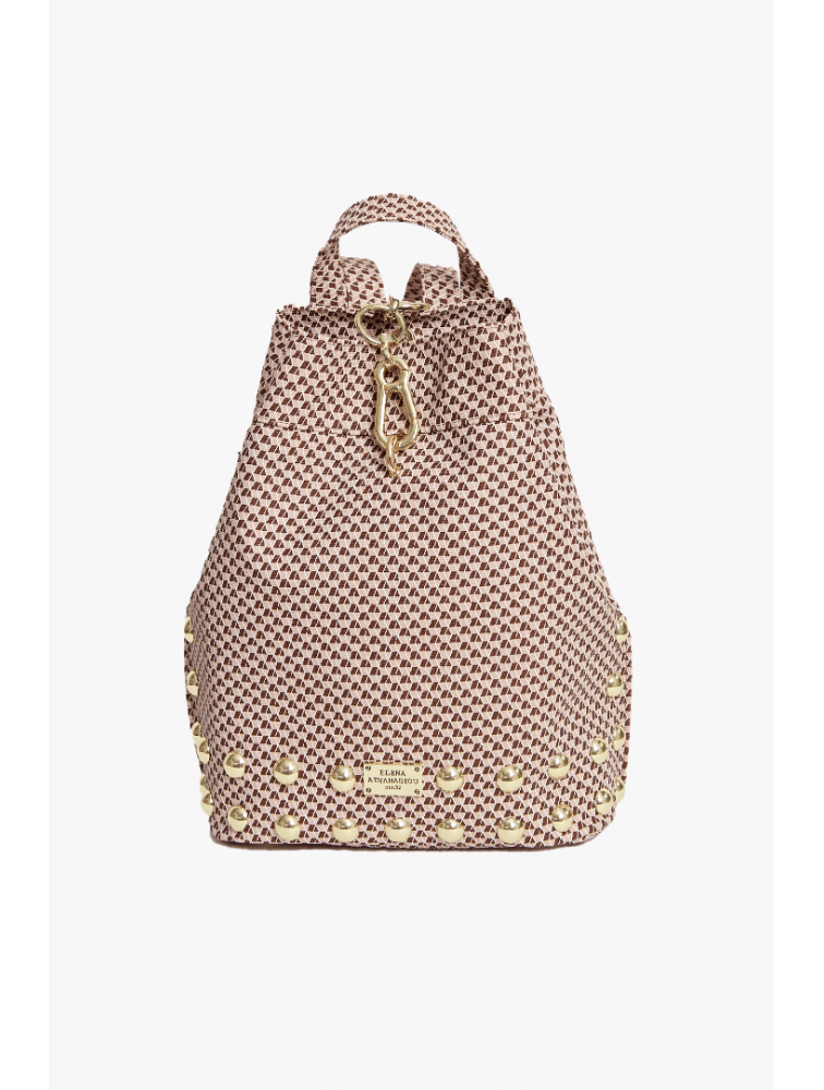 ELENA ATHANASIOU Cube Black N’ Metal Brown Καφέ backpack
