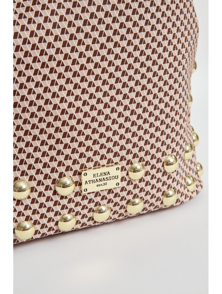 ELENA ATHANASIOU Cube Black N’ Metal Brown Καφέ backpack