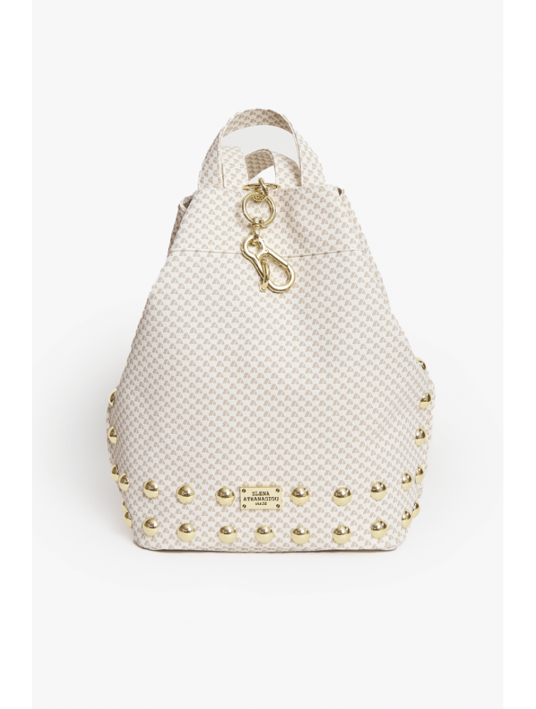 ELENA ATHANASIOU Cube Black N’ Metal White Λευκό backpack