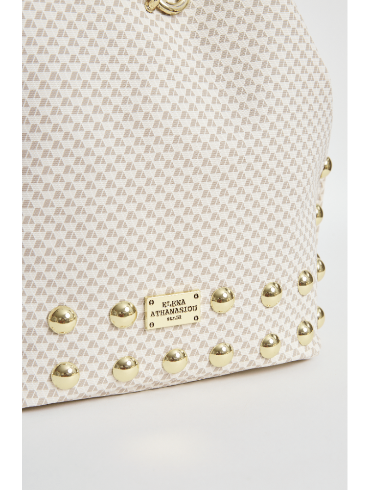 ELENA ATHANASIOU Cube Black N’ Metal White Λευκό backpack