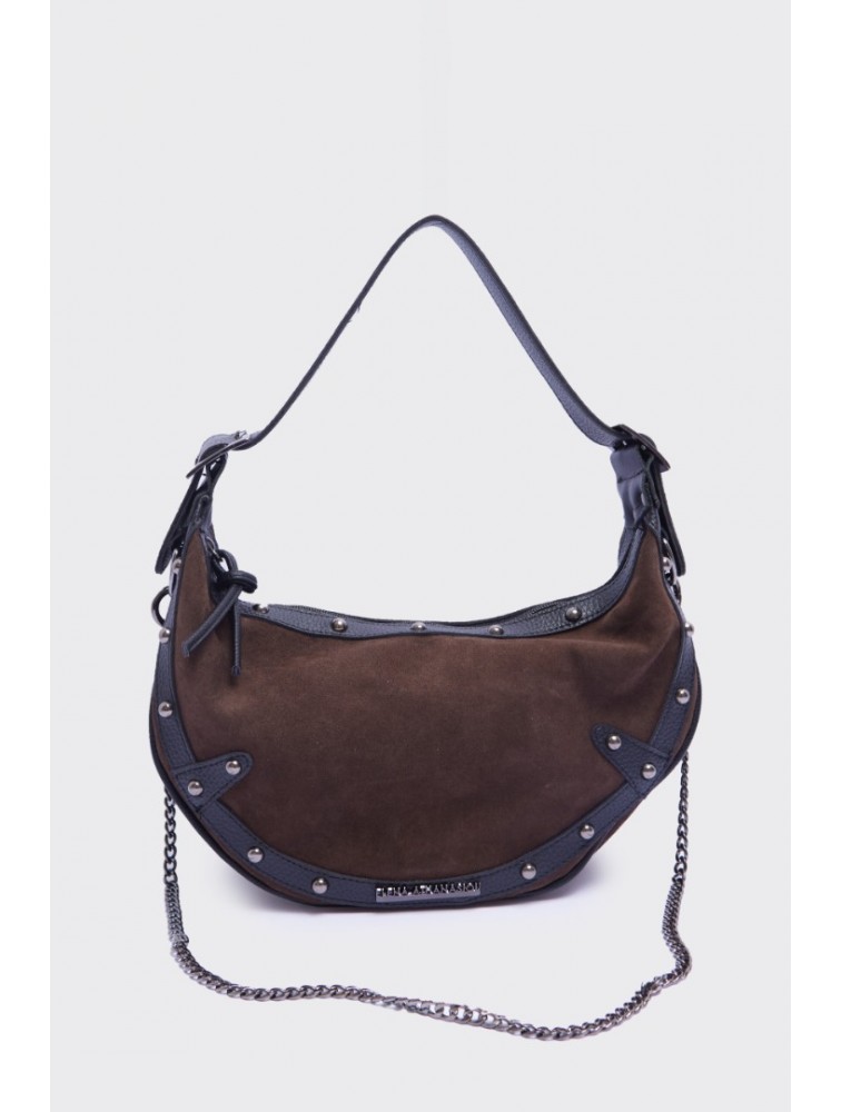 ELENA ATHANASIOU Hype Baguette Brown Καφέ Σουέντ Τσάντα