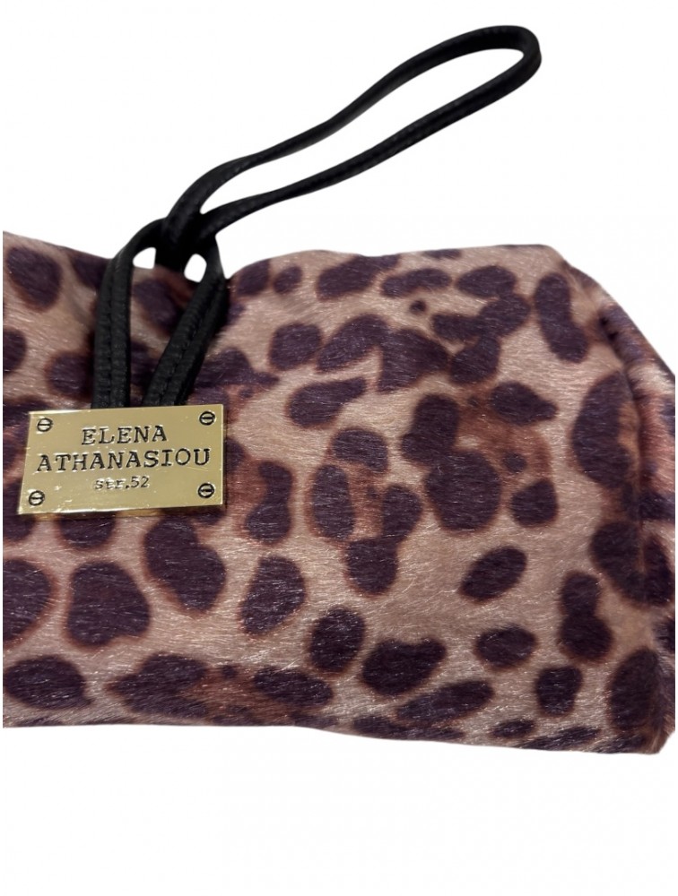 ELENA ATHANASIOU Lunchbag Animal Print Purple Μωβ Λεοπάρ γυναικείο τσαντάκι χειρός