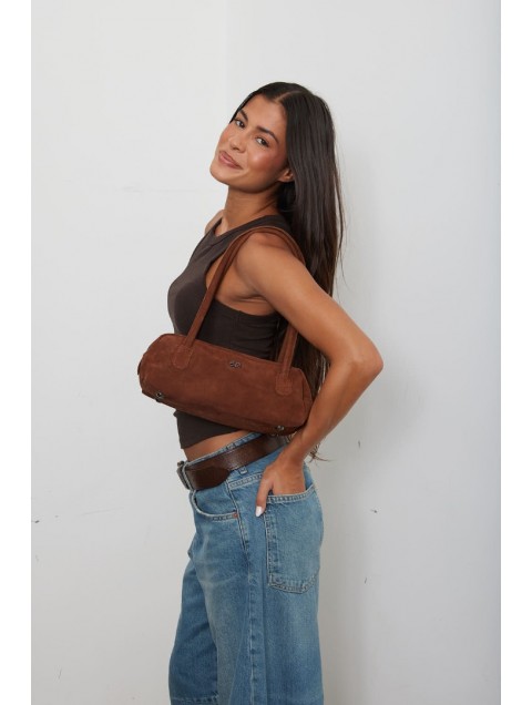 ELENA ATHANASIOU Planet Silhouette Bag Small Camel Κάμελ Σουέντ Τσάντα
