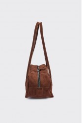 ELENA ATHANASIOU Planet Silhouette Bag Small Camel Κάμελ Σουέντ Τσάντα