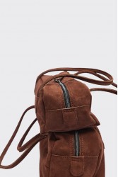 ELENA ATHANASIOU Planet Silhouette Bag Small Camel Κάμελ Σουέντ Τσάντα