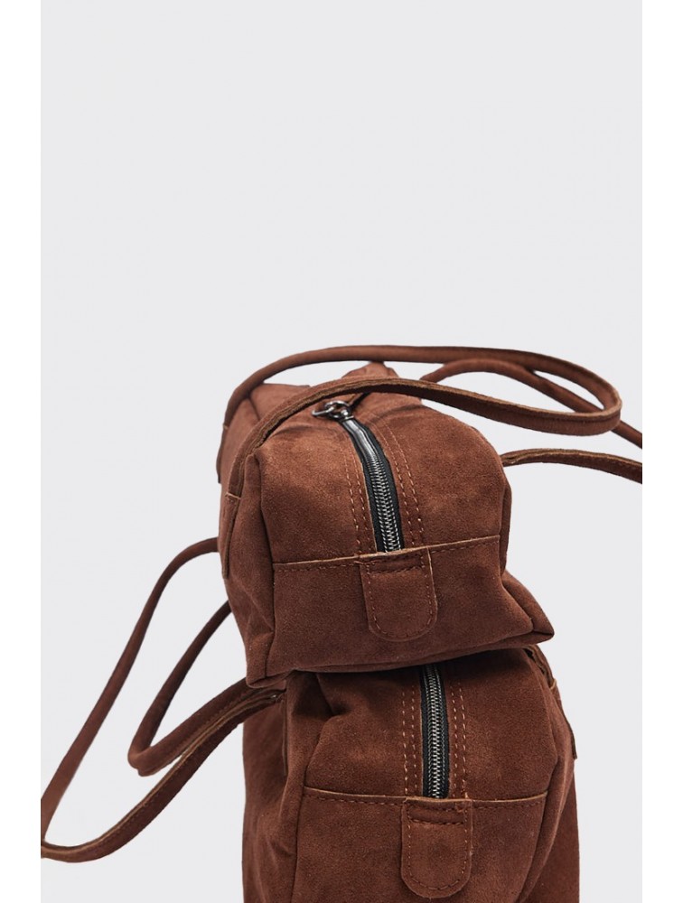 ELENA ATHANASIOU Planet Silhouette Bag Small Camel Κάμελ Σουέντ Τσάντα