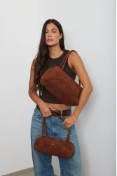 ELENA ATHANASIOU Planet Silhouette Bag Small Camel Κάμελ Σουέντ Τσάντα