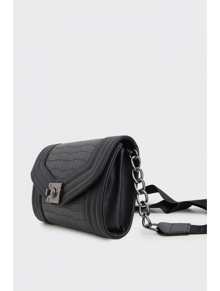 ELENA ATHANASIOU Streetline Clutch Croco Black