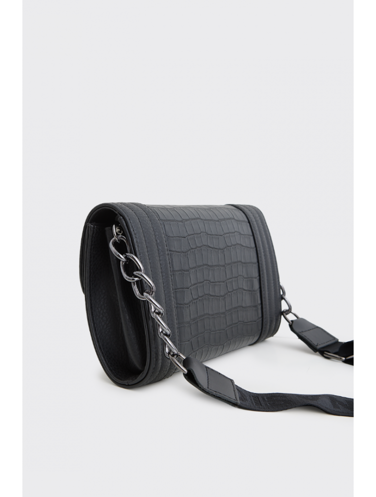 ELENA ATHANASIOU Streetline Clutch Croco Black