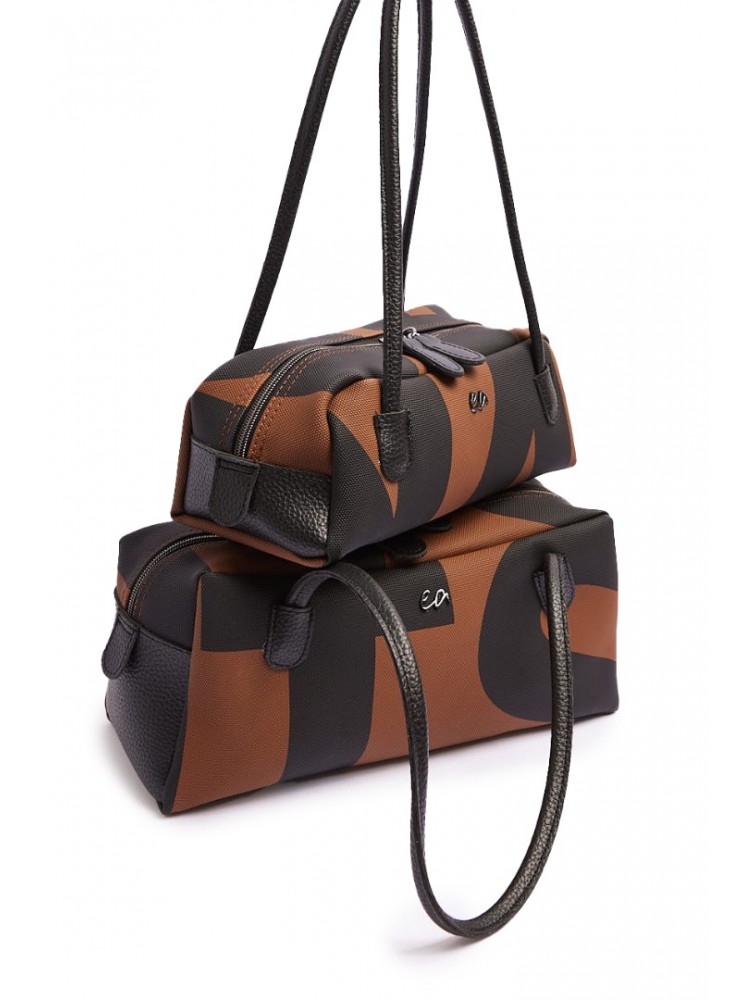 ELENA ATHANASIOU Vegan Silhouette Bag Small EA Logo Brown Καφέ Τσάντα με Λογότυπο