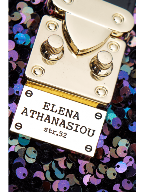 ELENA ATHANASIOU Radiant Square Baguette Iridescent Blue Μπλε τσάντα