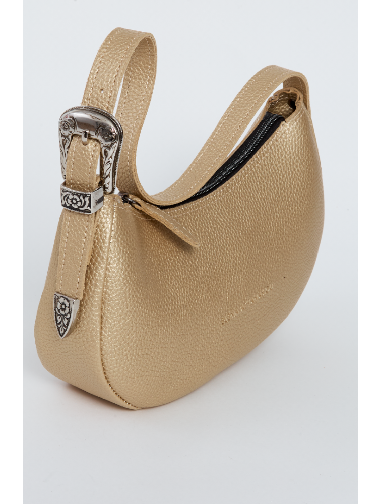 ELENA ATHANASIOU Belt Up Vintage Baguette Gold Χρυσή τσάντα ώμου