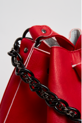 ELENA ATHANASIOU Retro Chain Pouch Red Κόκκινη γυναικεία τσάντα ώμου