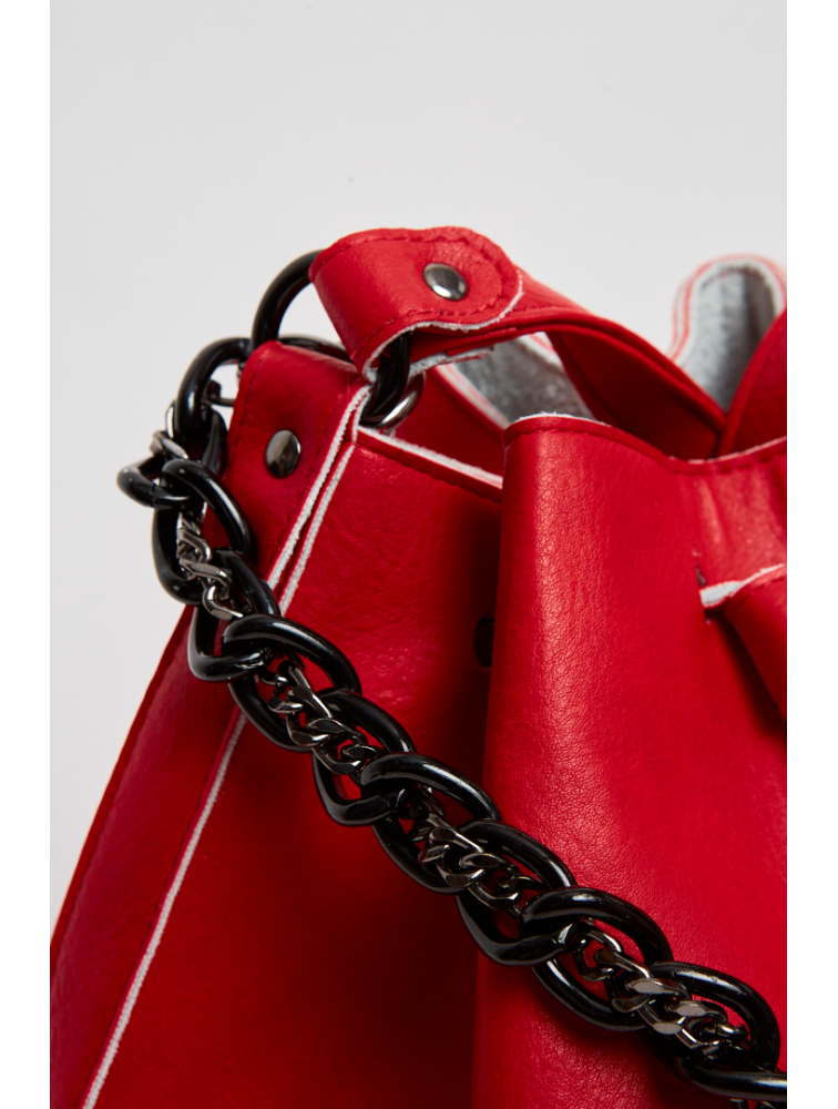 ELENA ATHANASIOU Retro Chain Pouch Red Κόκκινη γυναικεία τσάντα ώμου