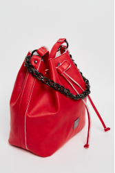 ELENA ATHANASIOU Retro Chain Pouch Red Κόκκινη γυναικεία τσάντα ώμου