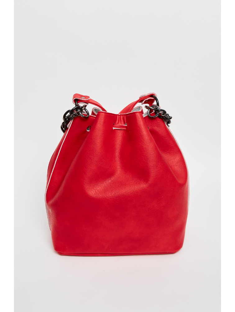 ELENA ATHANASIOU Retro Chain Pouch Red Κόκκινη γυναικεία τσάντα ώμου