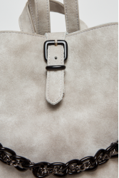 ELENA ATHANASIOU Retro Chain Backpack Grey Γκρι γυναικεία τσάντα πλάτης
