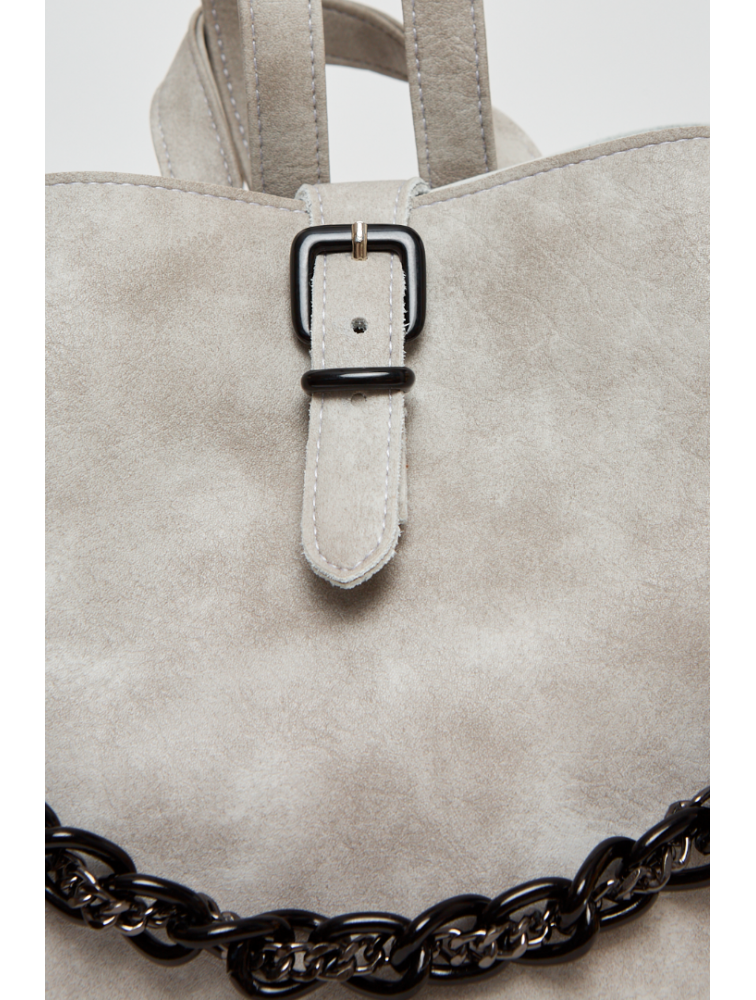 ELENA ATHANASIOU Retro Chain Backpack Grey Γκρι γυναικεία τσάντα πλάτης