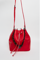 ELENA ATHANASIOU Retro Chain Pouch Red Κόκκινη γυναικεία τσάντα ώμου