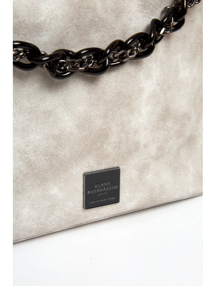 ELENA ATHANASIOU Retro Chain Backpack Grey Γκρι γυναικεία τσάντα πλάτης