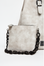 ELENA ATHANASIOU Retro Chain Backpack Grey Γκρι γυναικεία τσάντα πλάτης
